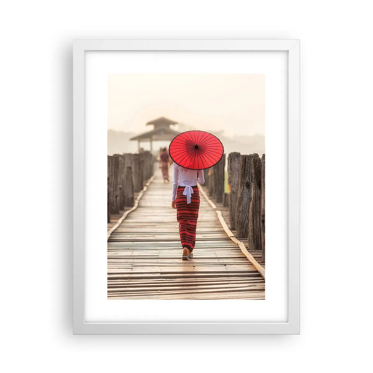 Affiche dans un cadre blanc - Poster - Sur le vieux pont - 30x40 cm