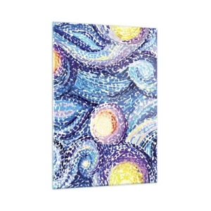 Impression sur verre - Image sur verre - Une interprétation abstraite de la nuit étoilée aux couleurs intenses - 50x70cm - D'après un tableau de van Gogh - Décoration murale moderne pour le salon et la chambre ARTTOR