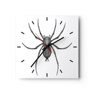 Horloge murale - Pendule murale - Détail d'une araignée sur fond blanc dans un style dessin animé - 30x30cm - Une précision troublante - Décoration murale moderne pour le salon et la chambre ARTTOR
