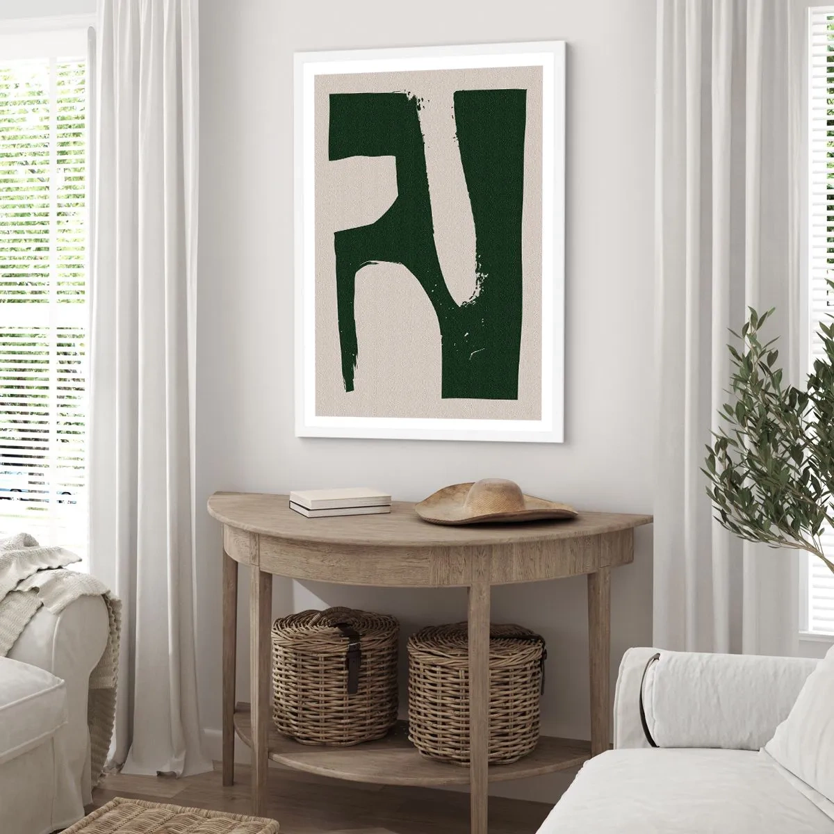 Affiche dans un cadre blanc - Poster - Baies blanches - 40x50 cm