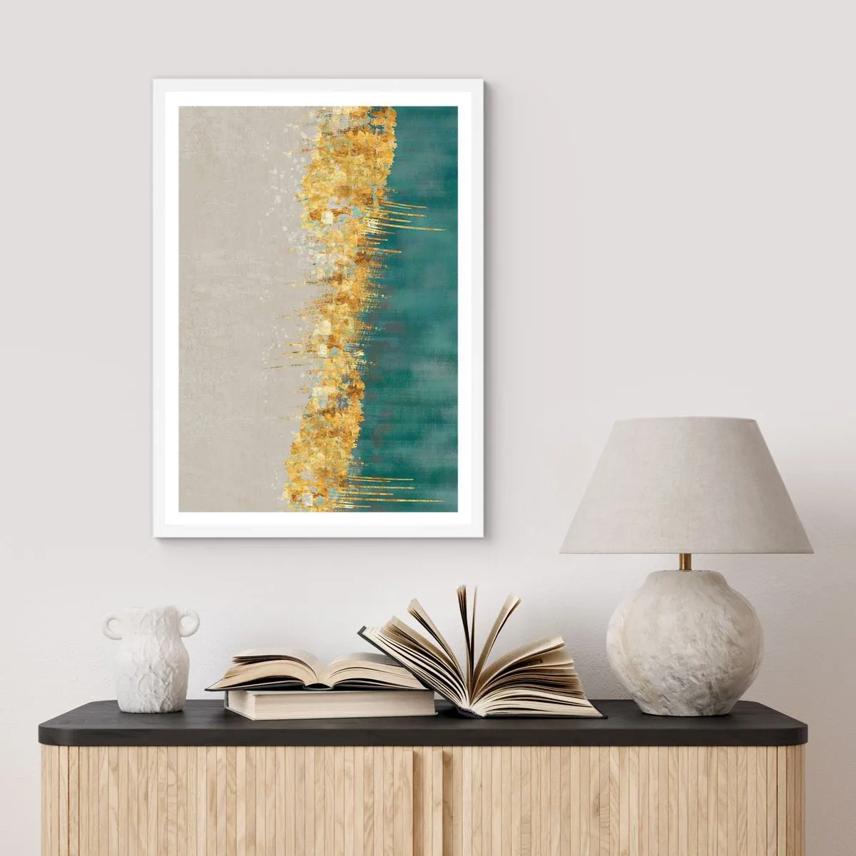 Affiche dans un cadre blanc - Poster - La frontière dorée - 50x70 cm