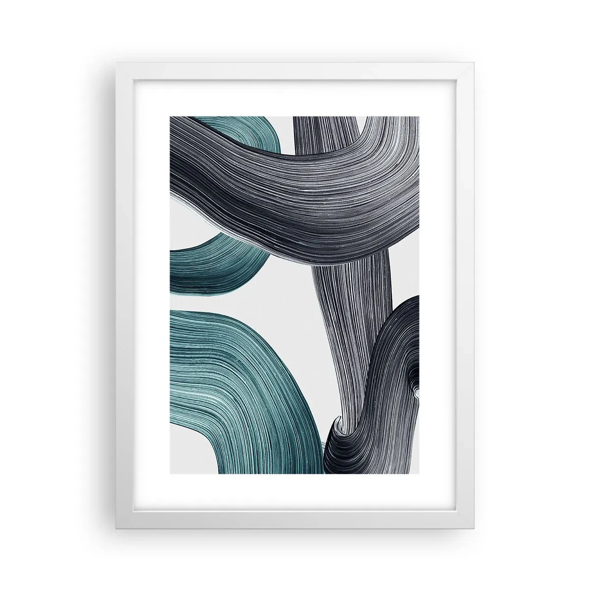 Affiche dans un cadre blanc - Poster - Sentiers émeraude et noirs - 30x40 cm