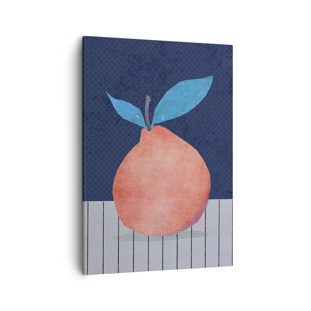 Impression sur toile - Image sur toile - Fruit abstrait sur fond de couleurs contrastées et de lignes droites. - 50x70cm - Convexité et plan - Décoration murale moderne pour le salon et la chambre ARTTOR