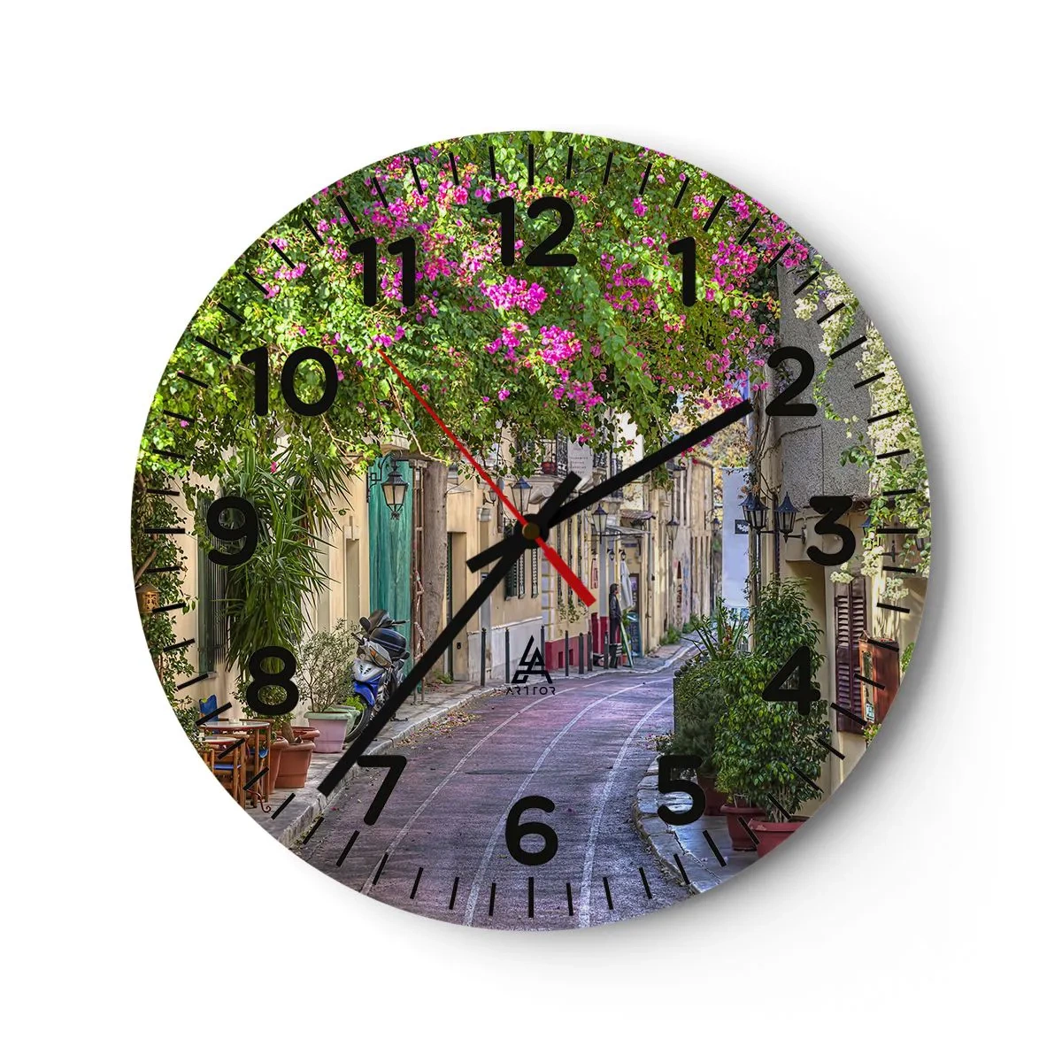 Horloge murale - Pendule murale - Allée fleurie - 30x30 cm