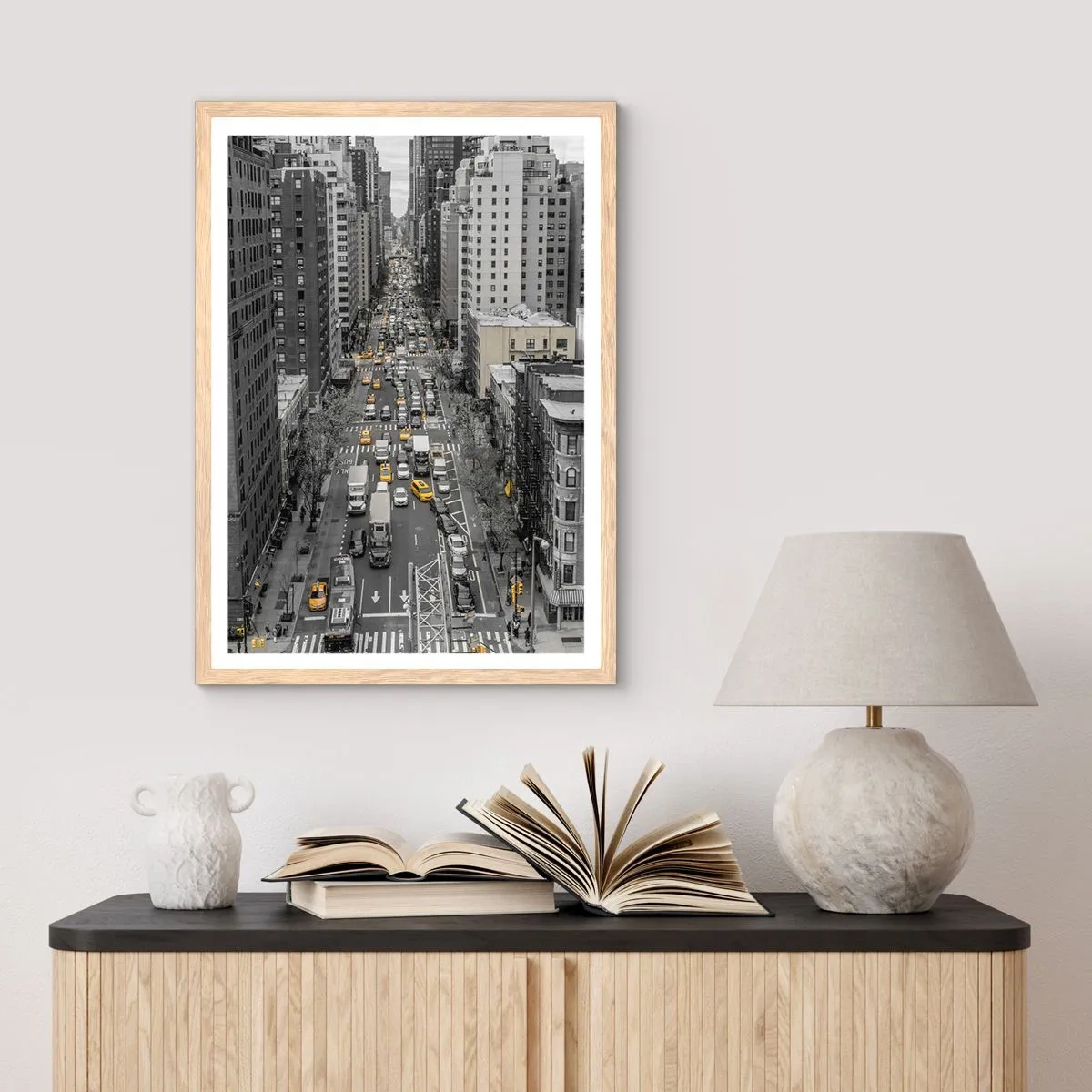 Affiche dans un chêne clair - Poster - La vie new-yorkaise - 50x70 cm