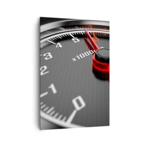 Impression sur toile - Image sur toile - Gros plan du tachymètre avec l'aiguille rouge - 70x100cm - Faites le plein - Décoration murale moderne pour le salon et la chambre ARTTOR