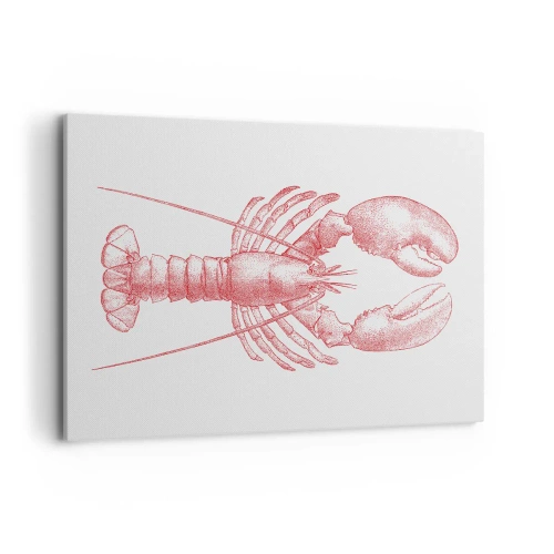 Impression sur toile - Image sur toile - Dessin d'un homard dans une teinte rouge - 100x70cm - Un homard digne d'Homère - Décoration murale moderne pour le salon et la chambre ARTTOR