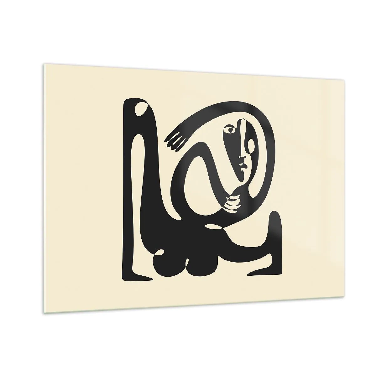 Impression sur verre - Image sur verre - Portrait abstrait dans un style rappelant Picasso - 100x70cm - Presque du Picasso - Décoration murale moderne pour le salon et la chambre ARTTOR