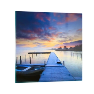 Impression sur verre - Image sur verre - Calme violet-doré - 40x40 cm