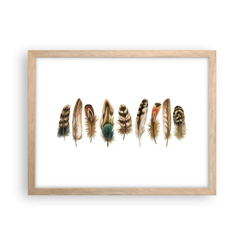 Affiche dans un chêne clair - Poster - Variation à plumes - 40x30 cm