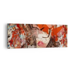 Impression sur toile - Image sur toile - Portrait abstrait d'une femme aux couleurs intenses - 140x50cm - Personne ne sait ce que tu es vraiment - Décoration murale moderne pour le salon et la chambre ARTTOR