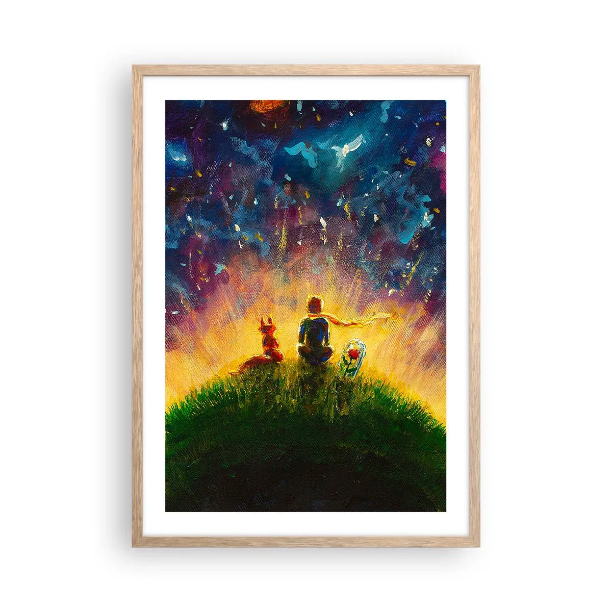 Affiche dans un chêne clair - Poster - Amour et amitié - le monde entier - 50x70 cm