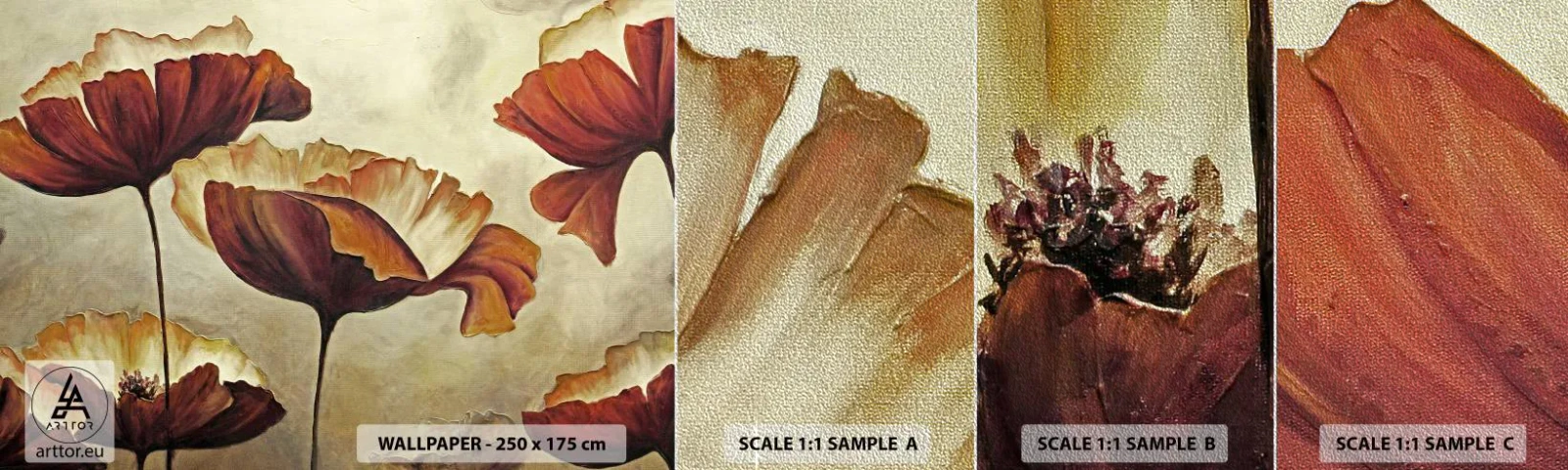 Échantillon de Papier Peint Premium Sand - À la lisière des champs - Abstraction, Fleur, Morceau - 100x30 cm