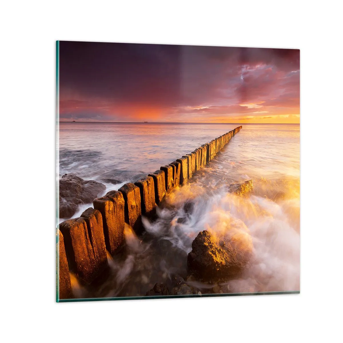 Impression sur verre - Image sur verre - La douceur des vagues - 70x70 cm