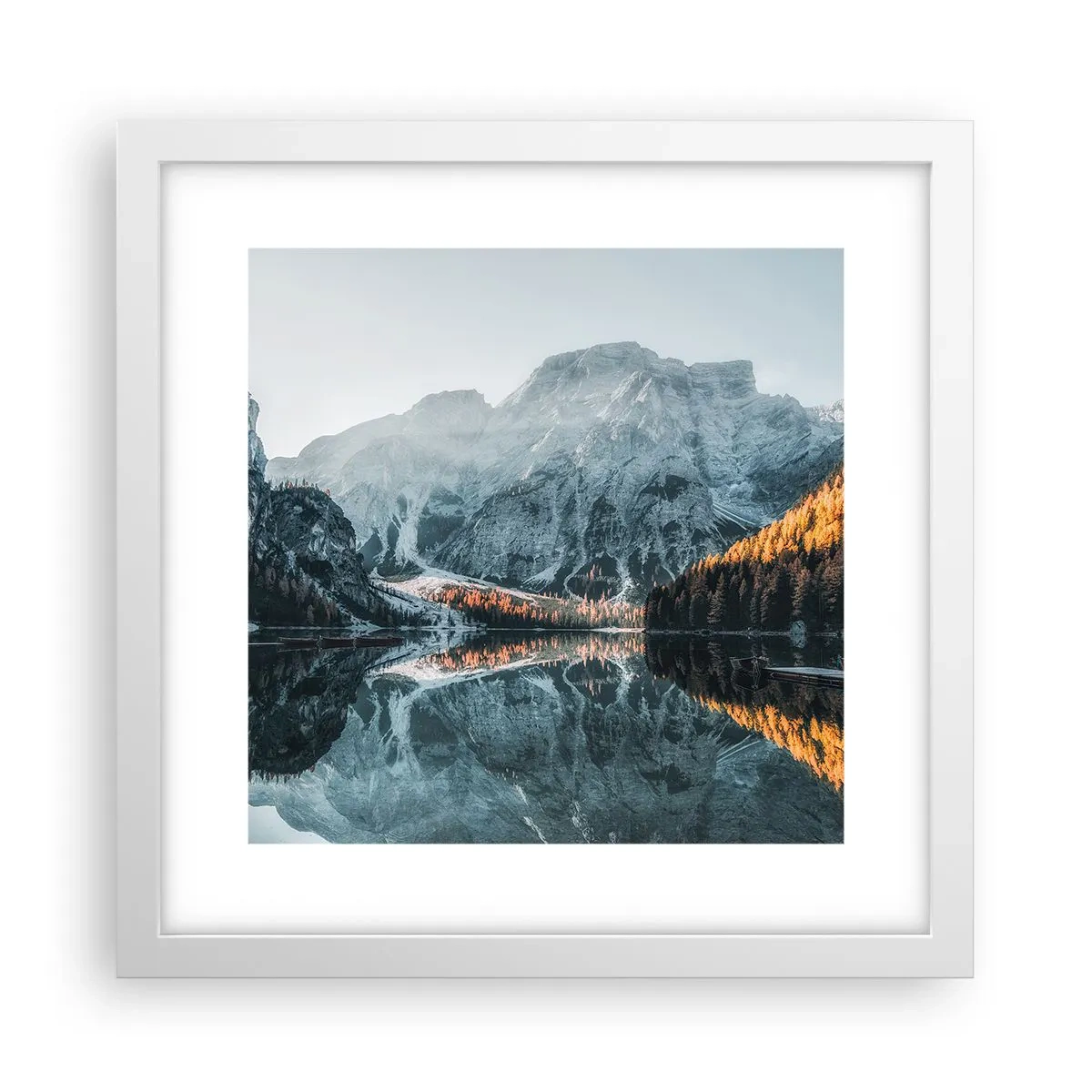 Affiche dans un cadre blanc - Poster - Reflet de paysage - 30x30 cm