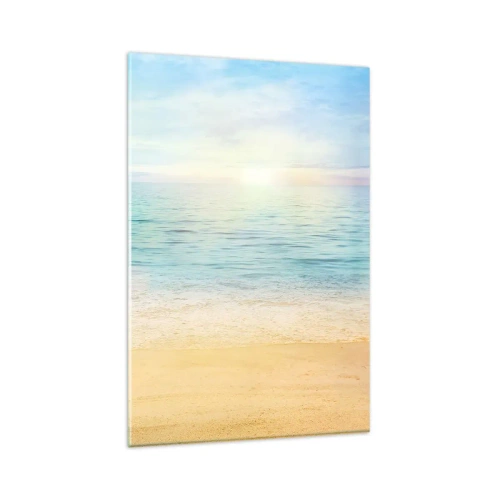 Impression sur verre - Image sur verre - Une plage avec une mer turquoise et un ciel clair - 80x120cm - Le grand bleu - Décoration murale moderne pour le salon et la chambre ARTTOR