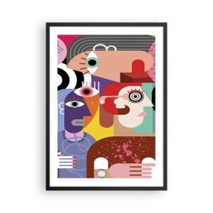 Affiche dans un cadre noir - Poster - Visages abstraits colorés dans un style cubiste - 50x70cm - Nous par M. Picasso - Décoration murale moderne pour le salon et la chambre ARTTOR