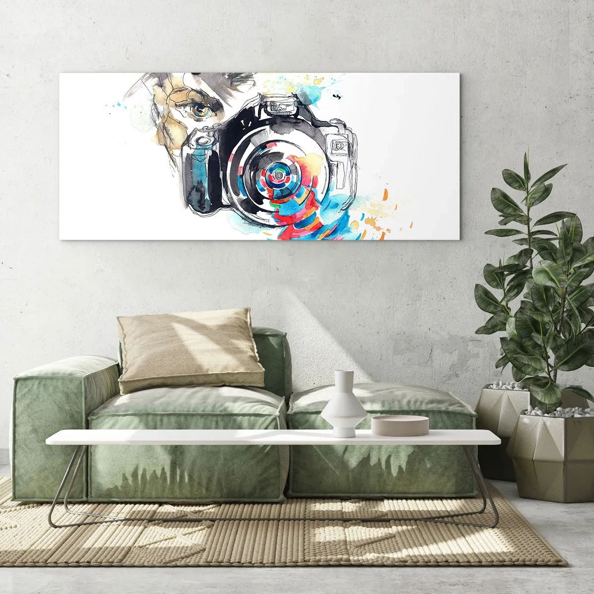 Impression sur verre - Image sur verre - Dans l'oeil de l'objectif - 90x30 cm