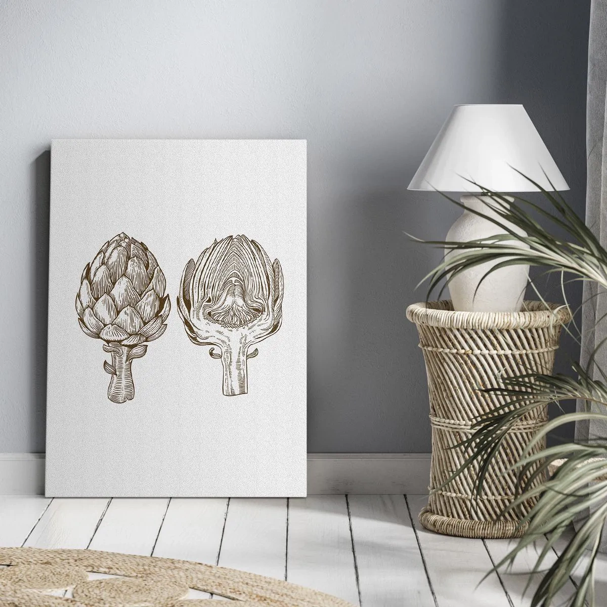 Impression sur toile - Image sur toile - Dessin d'art vintage d'un artichaut - 50x70cm - Leçon d’anatomie - Décoration murale moderne pour le salon et la chambre ARTTOR