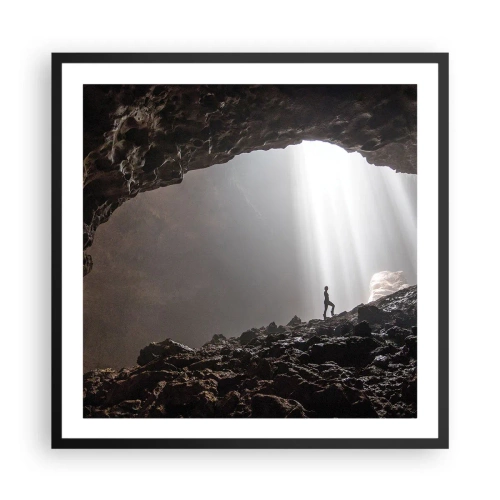 Affiche dans un cadre noir - Poster - Grotte lumineuse - 60x60 cm