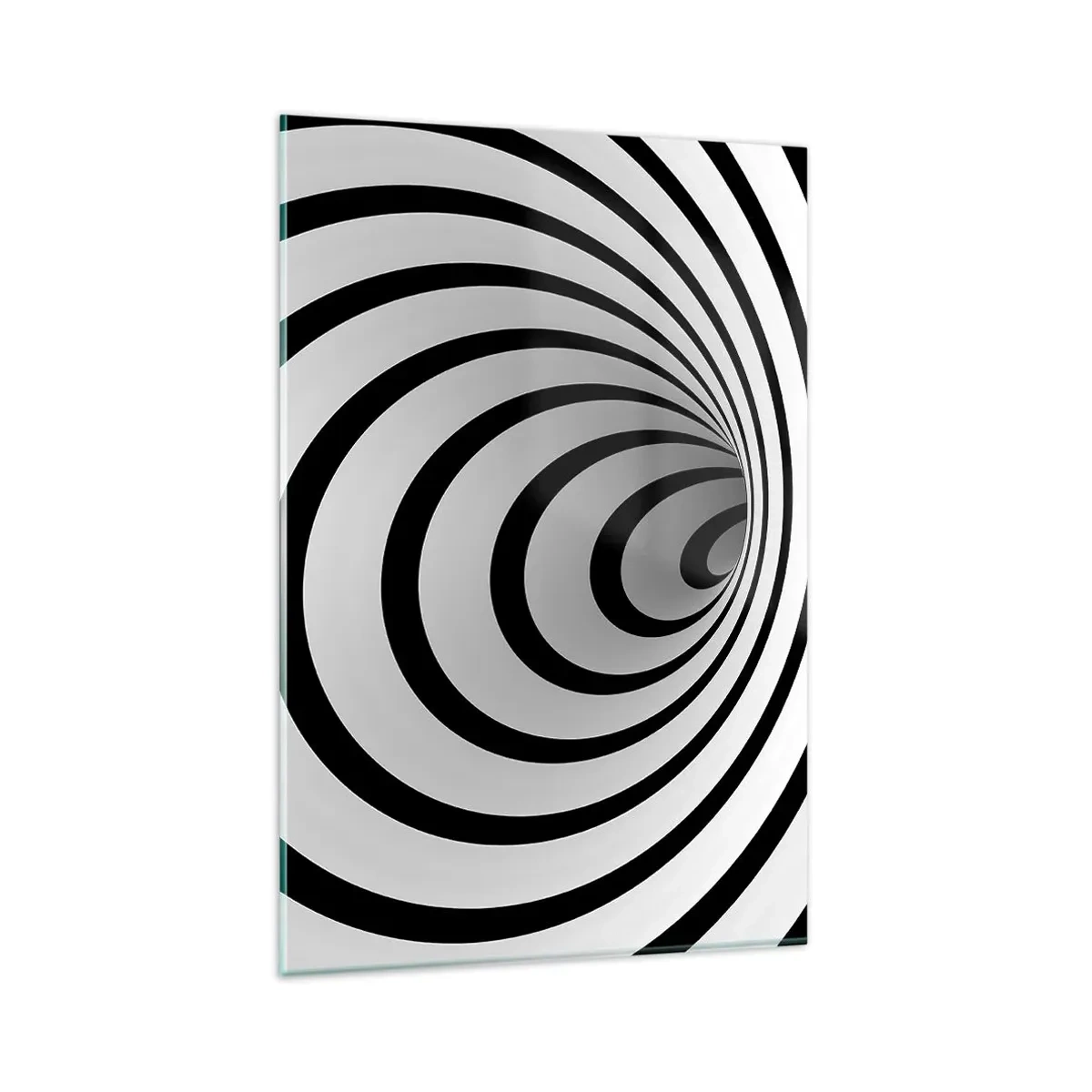 Impression sur verre - Image sur verre - Une spirale noire et blanche créant un effet hypnotique - 80x120cm - Tu ne peux pas y résister aussi ? - Décoration murale moderne pour le salon et la chambre ARTTOR
