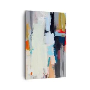 Impression sur toile - Image sur toile - Abstraction colorée avec des coups de pinceau dynamiques - 80x120cm - Y a-t-il une méthode ? - Décoration murale moderne pour le salon et la chambre ARTTOR