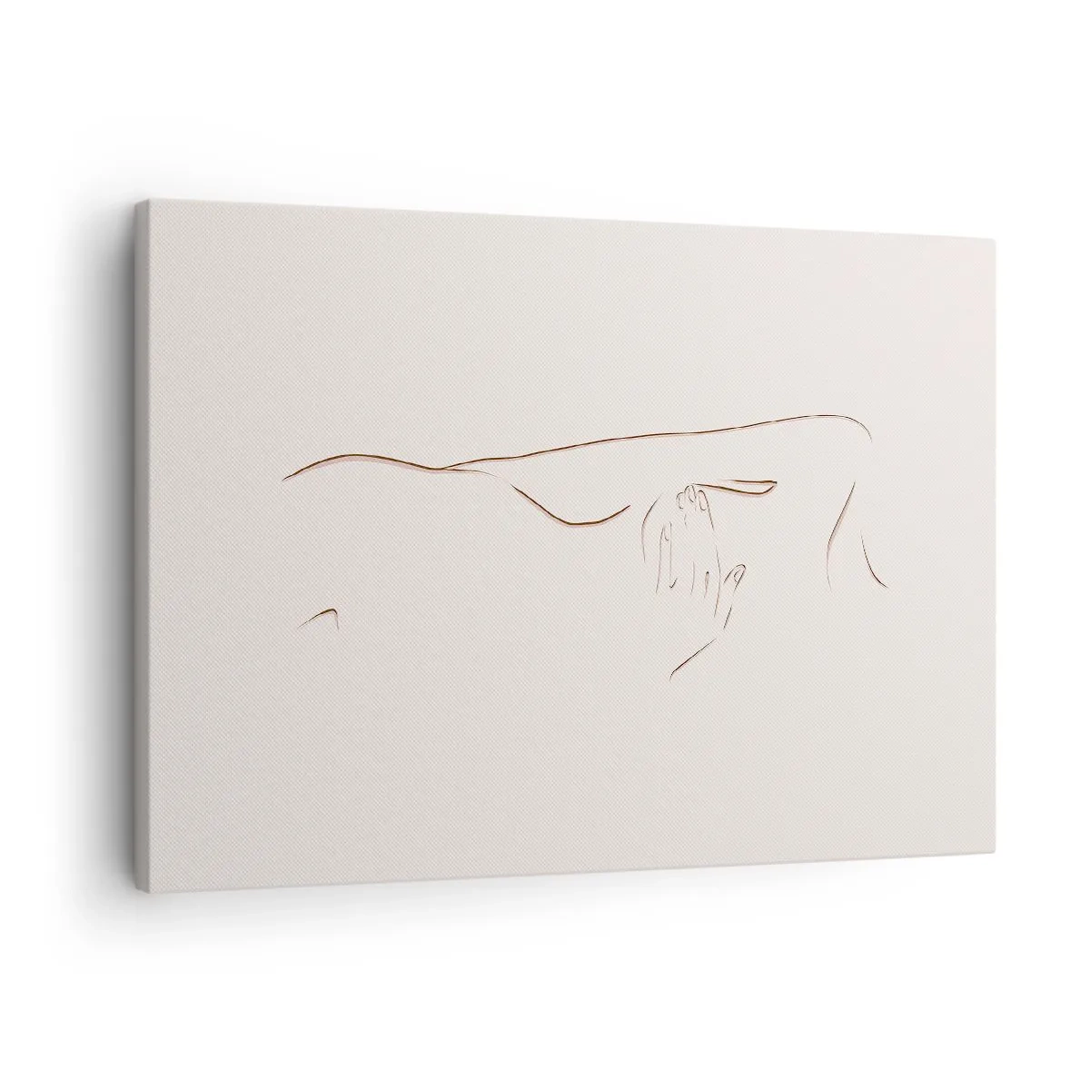 Impression sur toile - Image sur toile - Un dessin au trait subtil d'une silhouette sur un fond clair - 70x50cm - La forme du désir - Décoration murale moderne pour le salon et la chambre ARTTOR