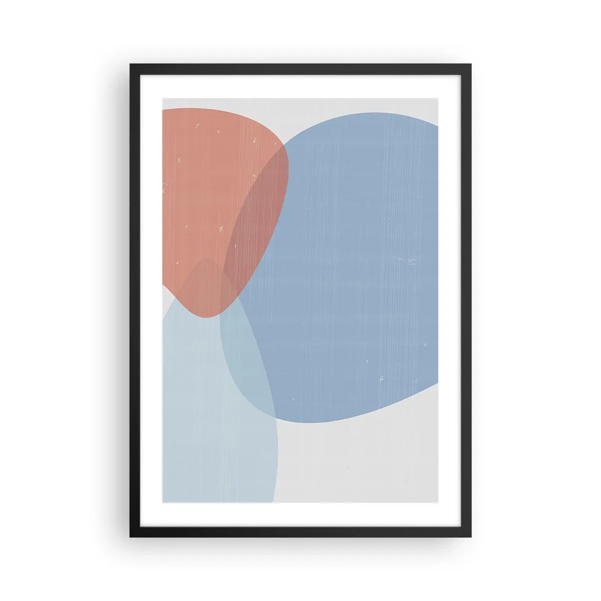 Affiche dans un cadre noir - Poster - Formes abstraites dans les tons bleus et beiges - 50x70cm - Relations pastel - Décoration murale moderne pour le salon et la chambre ARTTOR