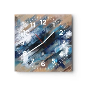Horloge murale - Pendule murale - Diagonale de bleus - 40x40 cm