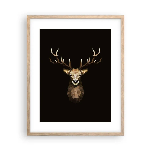 Affiche dans un chêne clair - Poster - Cerf cubique - 40x50 cm