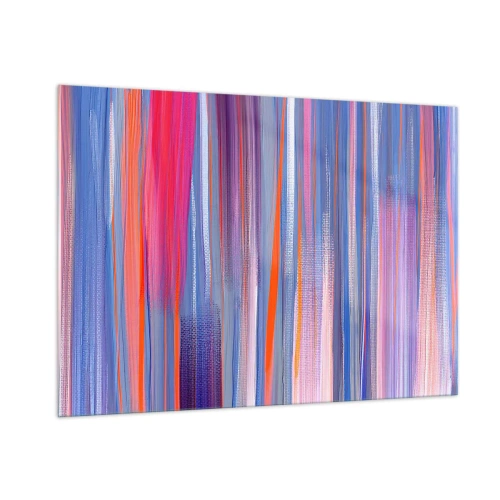 Impression sur verre - Image sur verre - Des stries verticales colorées dans des tons de rose, de violet et de bleu - 100x70cm - Ascension - Décoration murale moderne pour le salon et la chambre ARTTOR