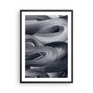 Affiche dans un cadre noir - Poster - Lignes abstraites noires et blanches dans un tissage harmonieux - 50x70cm - La fluidité de la réalité - Décoration murale moderne pour le salon et la chambre ARTTOR