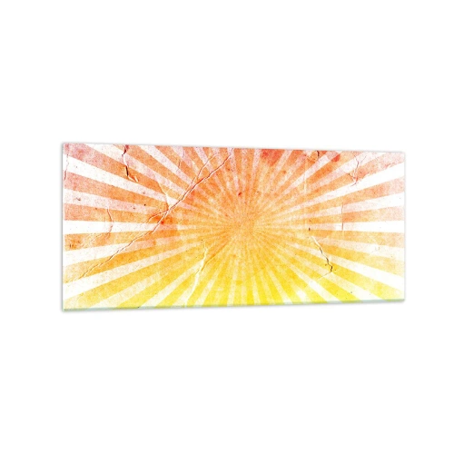 Impression sur verre - Image sur verre - Rayons de soleil dans les tons orange et jaune - 120x50cm - Levant et couchant - Décoration murale moderne pour le salon et la chambre ARTTOR