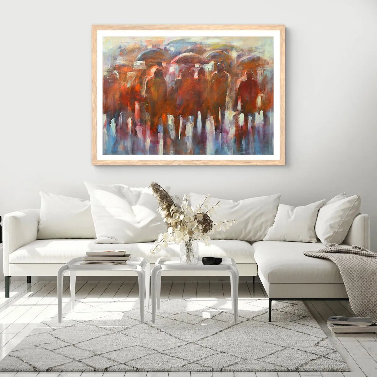 Affiche dans un chêne clair - Poster - Identiques sous la pluie et dans le brouillard - 91x61 cm