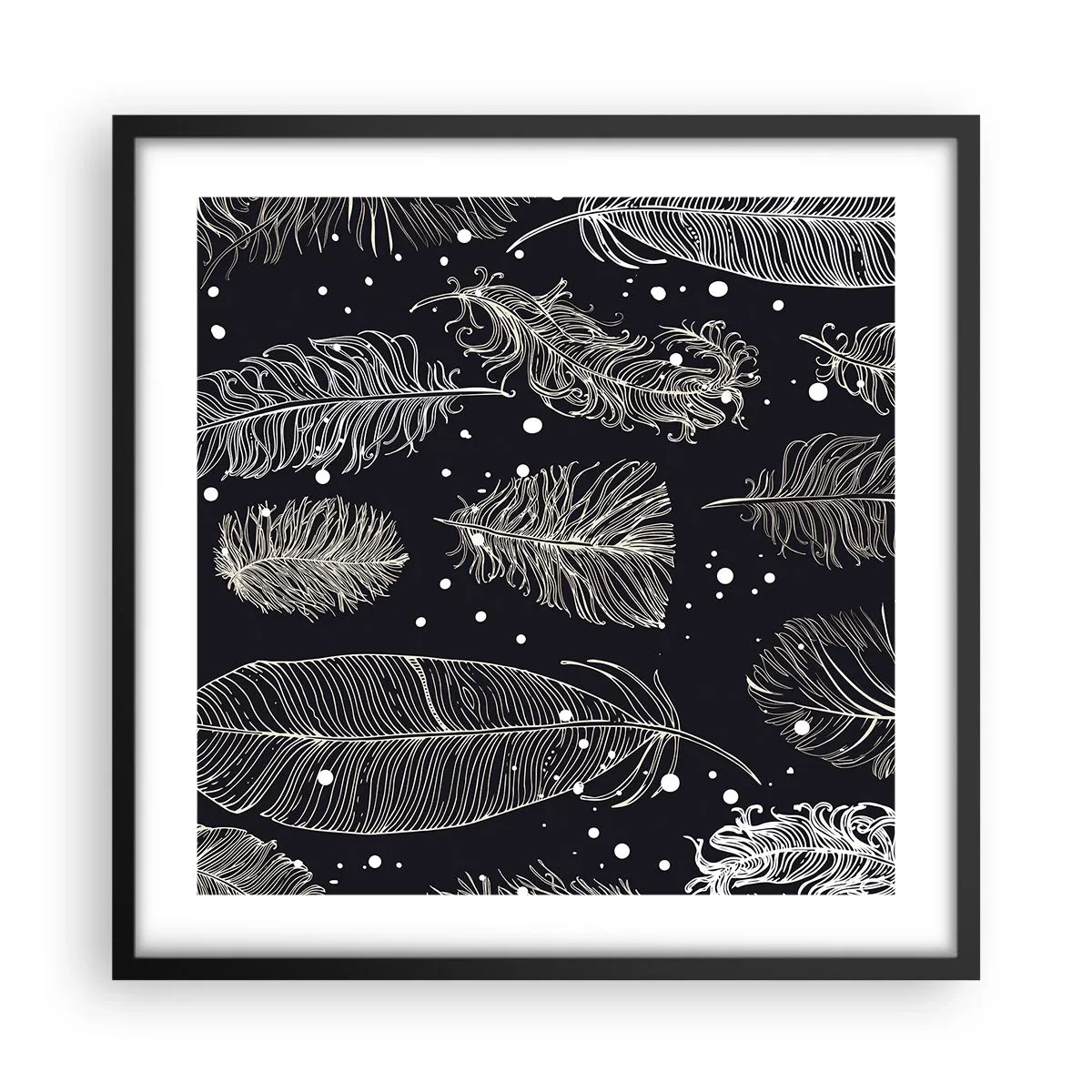 Affiche dans un cadre noir - Poster - Toile de plumes - 50x50 cm