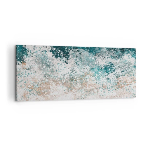 Impression sur toile - Image sur toile - Vague de mer abstraite dans des tons turquoise et beige - 120x50cm - Histoires de la mer - Décoration murale moderne pour le salon et la chambre ARTTOR