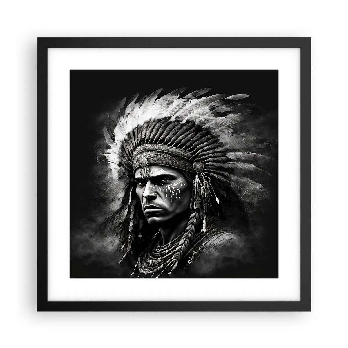 Affiche dans un cadre noir - Poster - Un leader et un guerrier - 40x40 cm