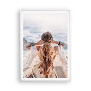 Affiche dans un cadre blanc - Poster - En route vers le bonheur - 70x100 cm