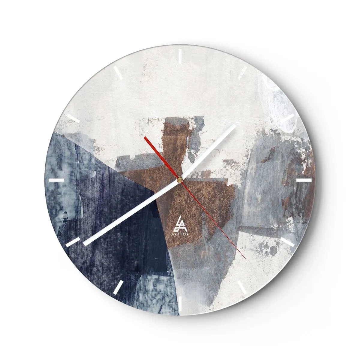 Horloge murale - Pendule murale - Formes bleues et brunes - 40x40 cm