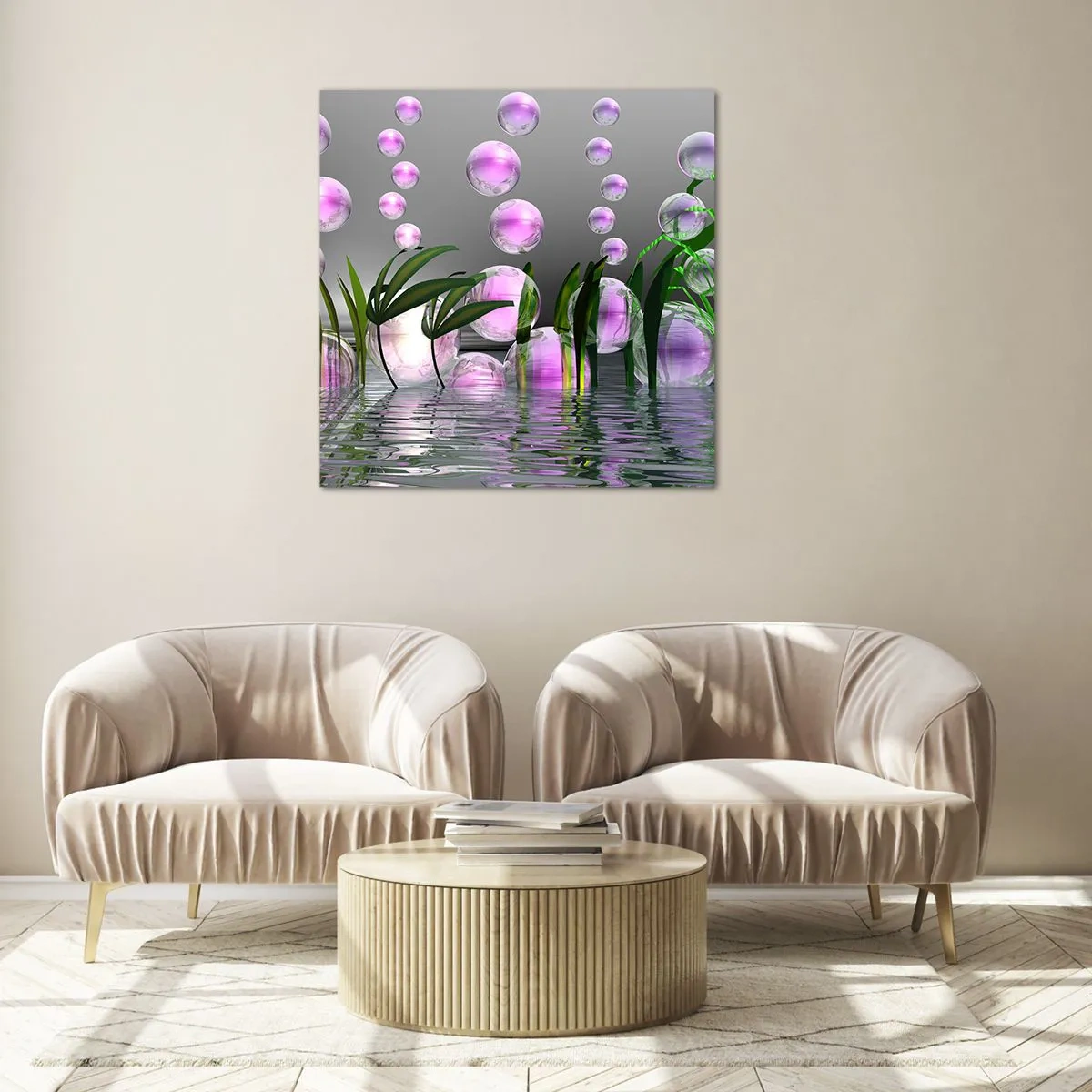 Impression sur verre - Image sur verre - Une composition réfléchissante de légèreté et de vie - 50x50 cm