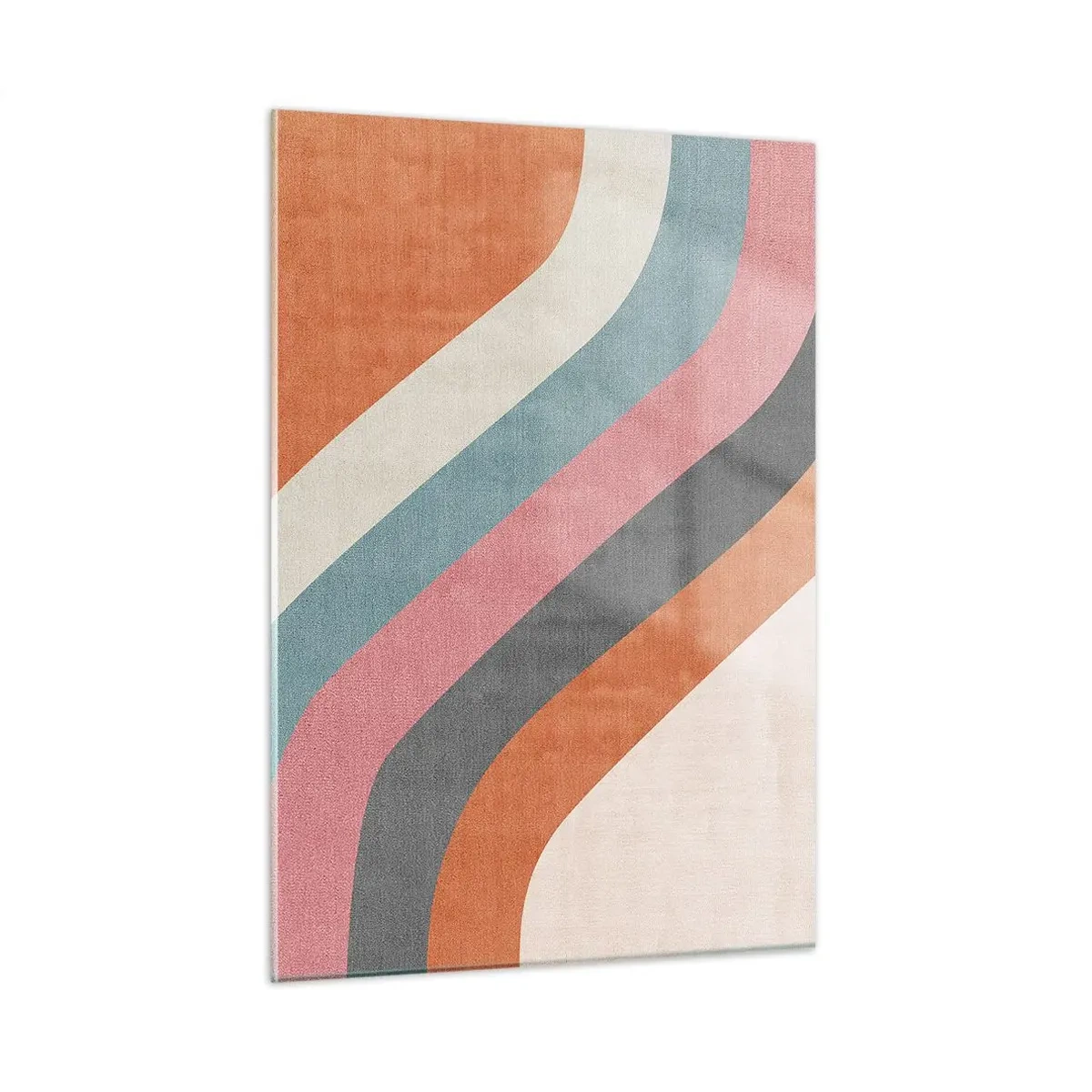 Impression sur verre - Image sur verre - Rayures diagonales colorées sur fond clair - 50x70cm - Composition diagonale – mouvement - Décoration murale moderne pour le salon et la chambre ARTTOR