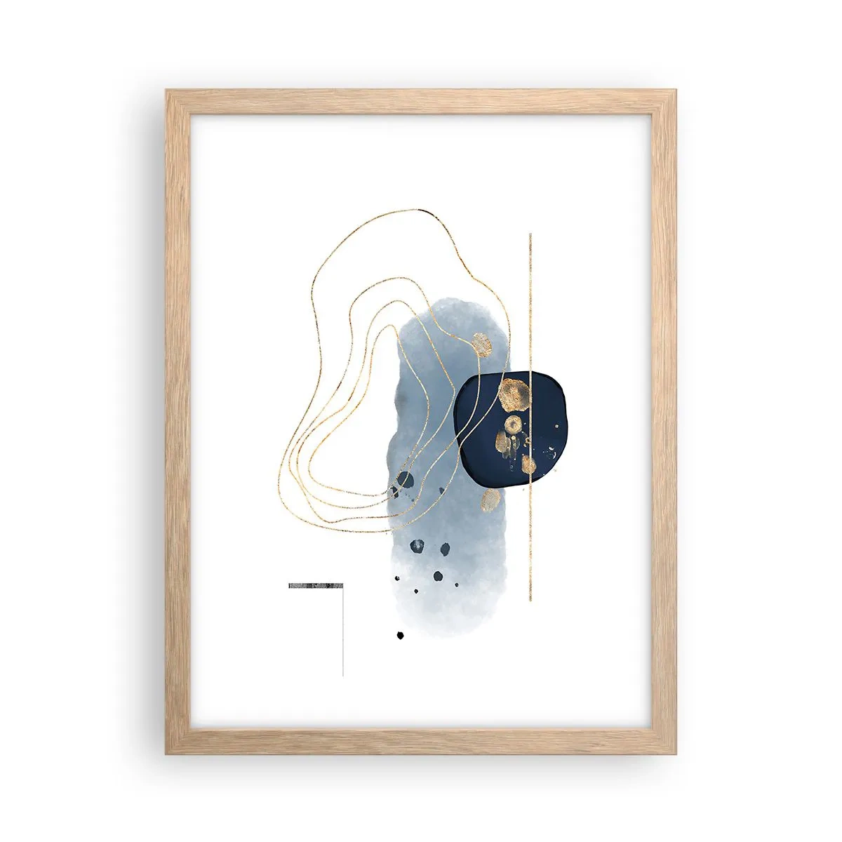 Affiche dans un chêne clair - Poster - Fantaisie bleu et or - 30x40 cm