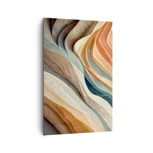 Impression sur toile - Image sur toile - Vagues abstraites aux tons pastel - 80x120cm - Le moment avant le changement - Décoration murale moderne pour le salon et la chambre ARTTOR