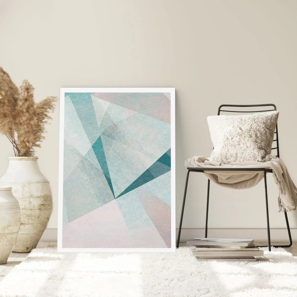 Affiche - Poster - Formes géométriques aux tons pastel - 50x70cm - Calme bien que dynamique - Décoration murale moderne pour le salon et la chambre ARTTOR