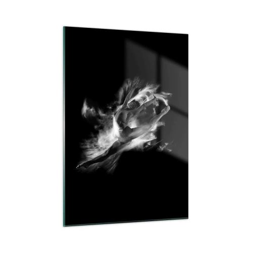 Impression sur verre - Image sur verre - Silhouette noire et blanche d'un danseur en mouvement dynamique - 50x70cm - Coincé en l'air - Décoration murale moderne pour le salon et la chambre ARTTOR