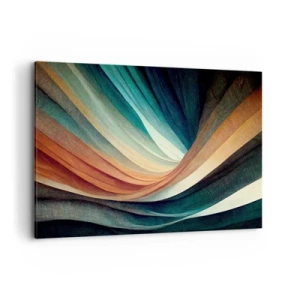 Impression sur toile - Image sur toile - Vagues abstraites dans des tons chauds et froids - 100x70cm - Tissé à partir de couleurs - Décoration murale moderne pour le salon et la chambre ARTTOR