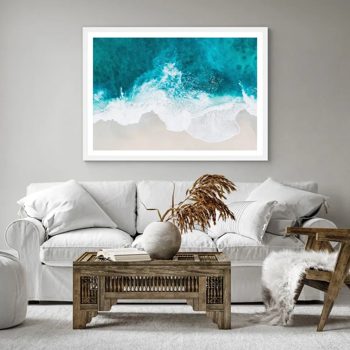 Affiche dans un cadre blanc - Poster - Caresse naturelle - 91x61 cm