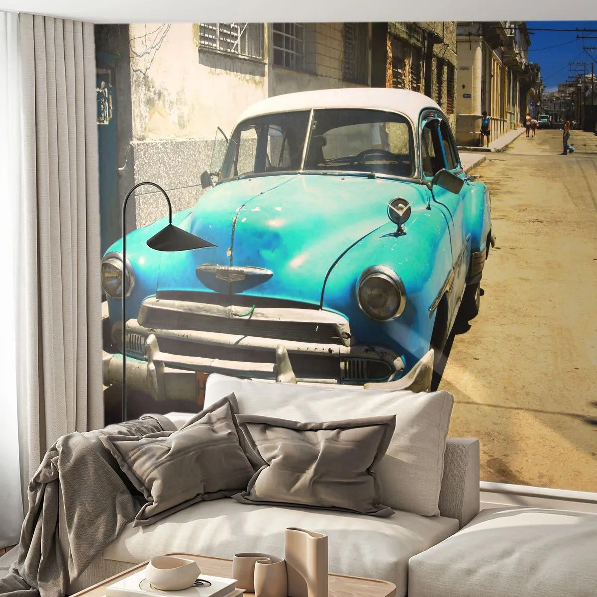 Papier Peint Photo Premium Canvas - Et vive Cuba ! - Automobile, Voiture, Cuba - 350x256 cm