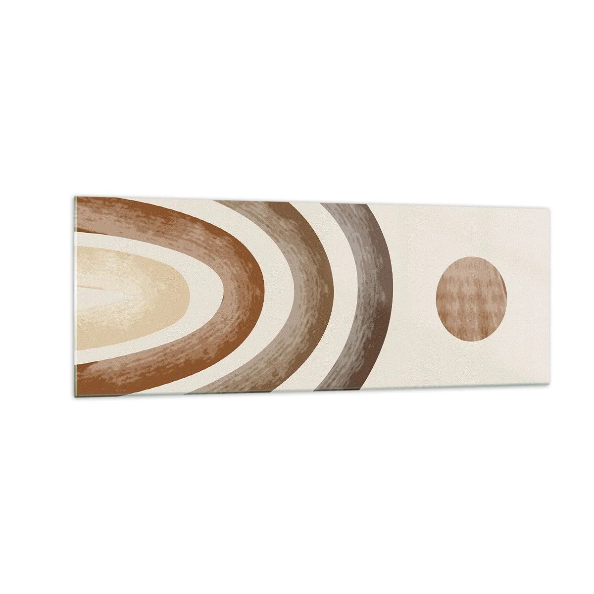 Impression sur verre - Image sur verre - Motif planétaire géométrique dans les tons de marron - 140x50cm - Dans une galaxie lointaine - Décoration murale moderne pour le salon et la chambre ARTTOR