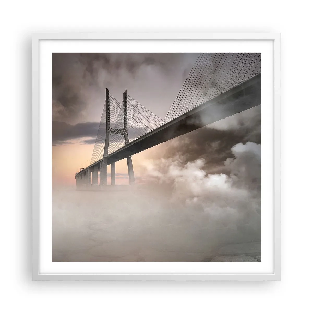 Affiche dans un cadre blanc - Poster - Sur la rivière qui n'existe pas - 60x60 cm